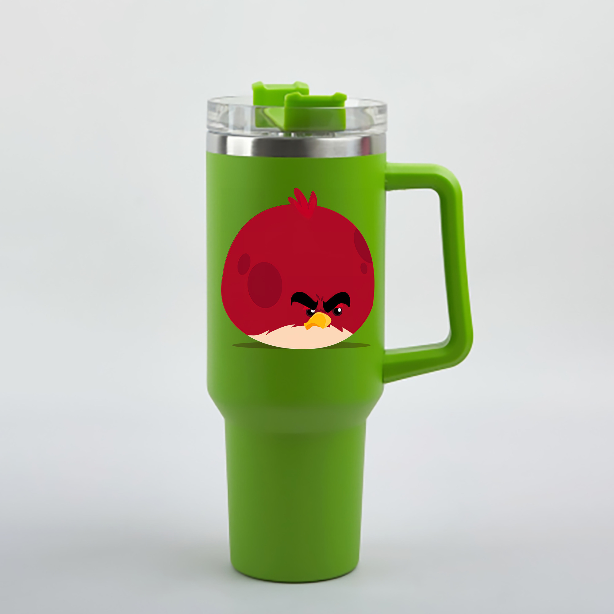 （画像用） Angry Birds アングリーバード 1200mL車用タンブラー - クリスタルステッカー（プラスチックストロー付き）